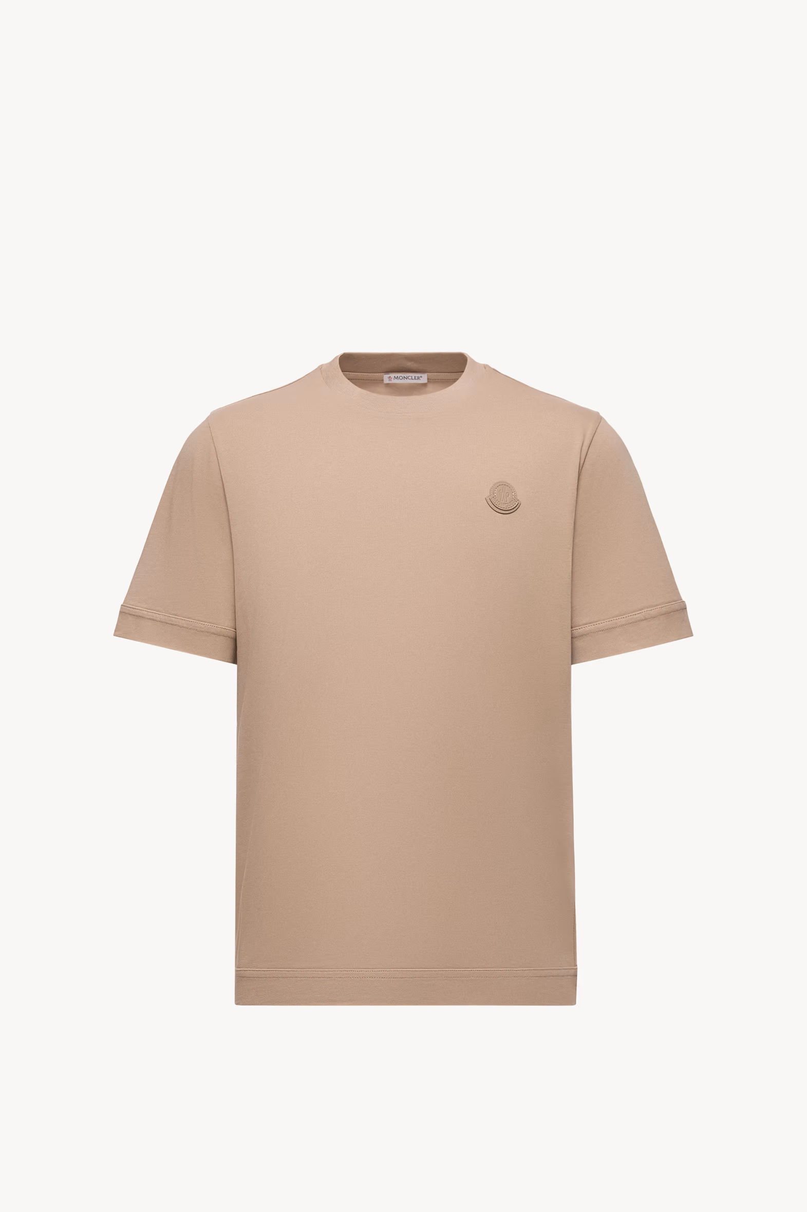 T-shirt en coton à empiècement logo Hommes Beige Clair Moncler 2